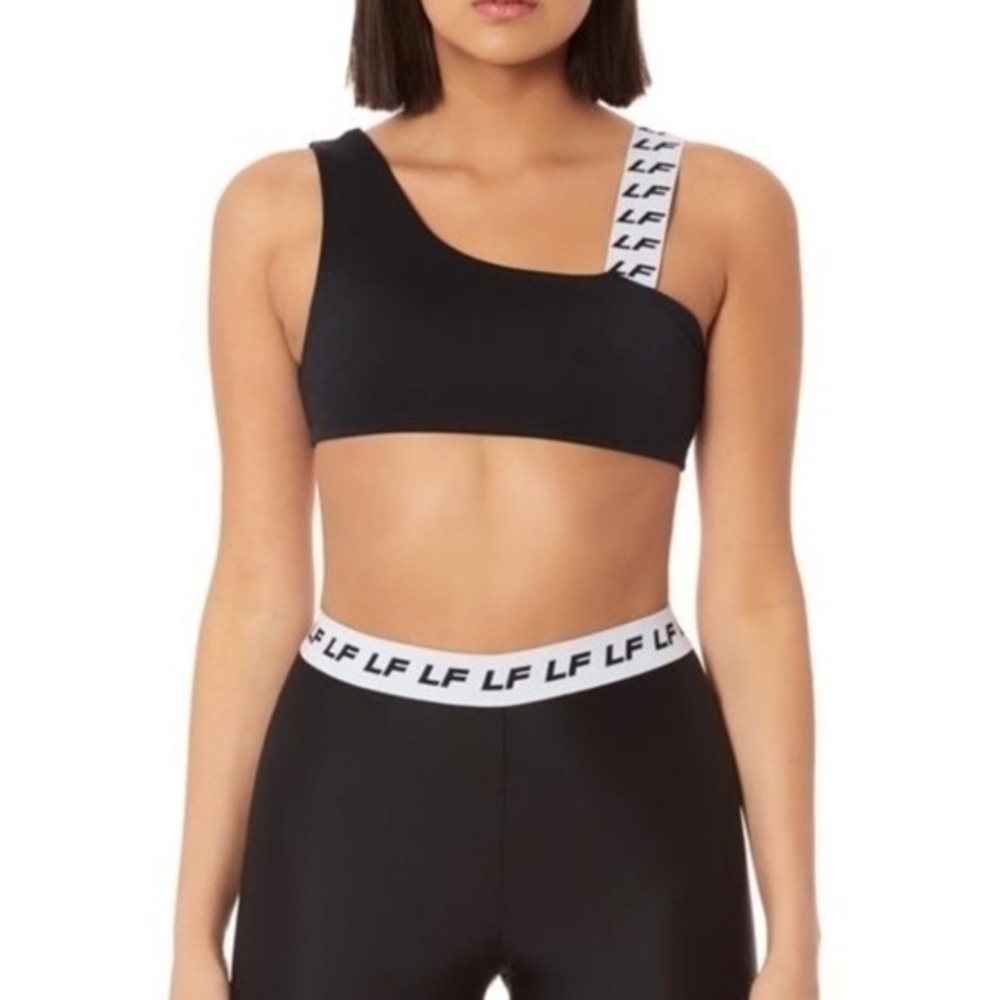 LF The Brand Logo One Shoulder Tank Bra Black Size Small